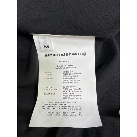 Alexander Wang Black Silk Mesh-Paneled Charmeuse Wide-Leg Pants Size M - NWT - Picture 5 of 5